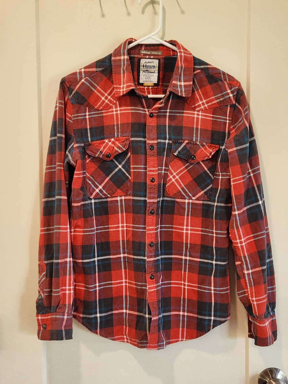 44mm Legendary Goods Plaid Western Pearl Snap Shirt M